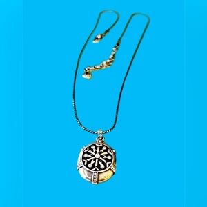 Brighton  Winter Sparkle Locket Necklace -round snowflake crystals-silver color